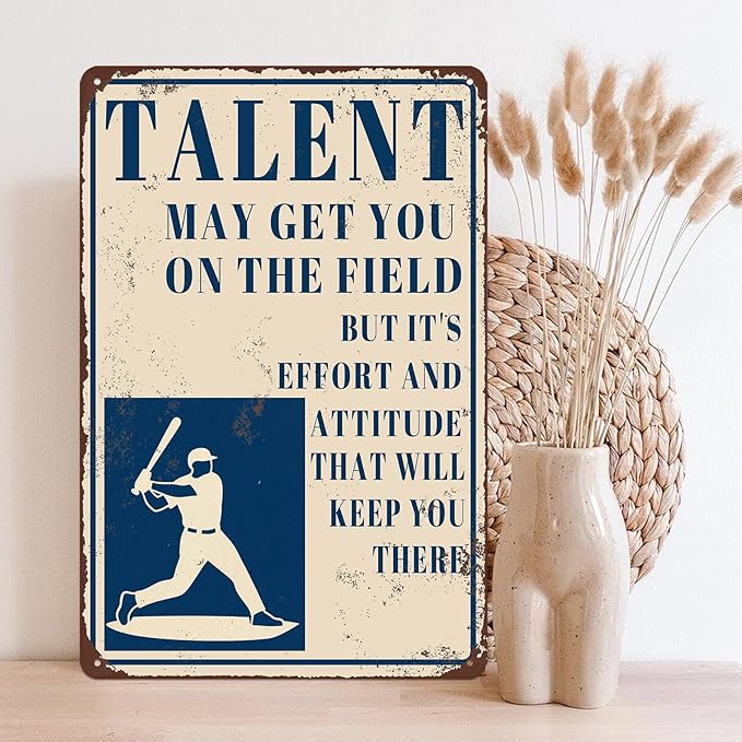 Baseball Wall Art Decor For Boys Room Baseball Posters Metal Tin Sign Poster Of Famous Quotes Vintage Sports Motivational Wall Decor Gifts For Boys 8-12 motivational Quotes Signs 8x12 In