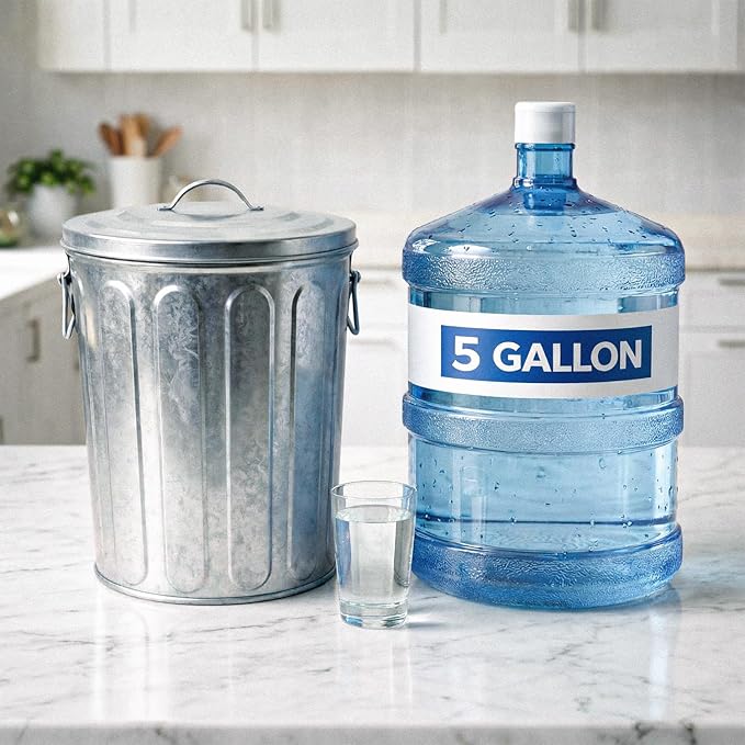 Plexon 5 Gallon Small Metal Trash Can with Lid Outdoor Galvanized Bucket with Lid 5 Gal Fireplace Ash Bucket for Wood Stove Storage Can for Dog Food Bird Seed Storage Container Rodent Pet Proof 3 Pack
