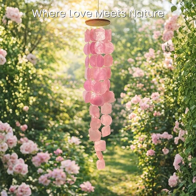 Solange & Frances Capiz Shell Wind Chime - Elegant Wind Chimes for Outside and Outdoor Decor. Ideal Front Porch Decor, Patio Decor. Thoughtful Gifts for Women, Valentines Day Gifts and Gift for Men