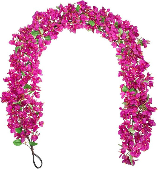 Briful 6ft Pink Bougainvillea Flower Garland – Artificial Silk Floral Vine with Built-in Hook Faux Flower Garland for Backdrop Table Wall Wedding Party Home Decoration