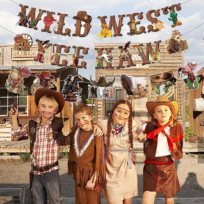 Western Party Decorations West Cowboy Banners Decorations Party Supplies Birthday Decor Decoration for Women Men Baby Shower The West Cow Boys Girls Cowgirl Rodeo