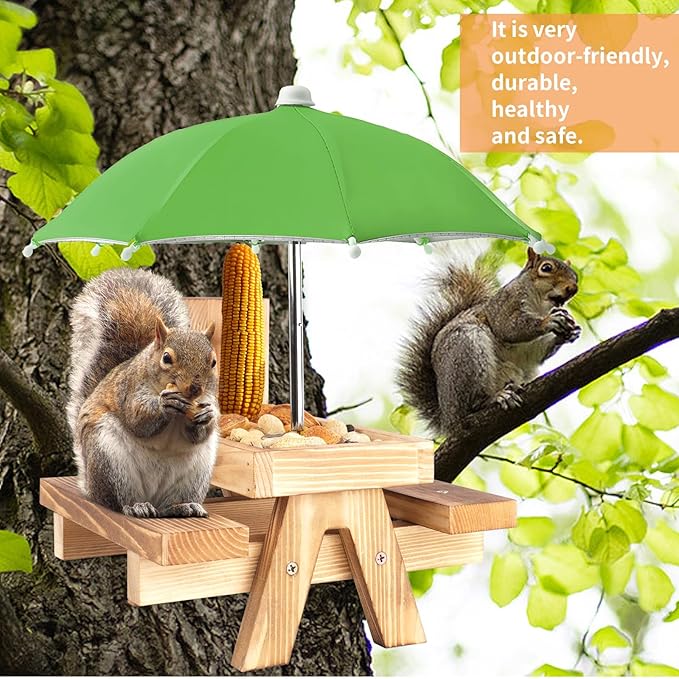Squirrel Picnic Table Feeder Replacement Mini Umbrella for Outside (Green)