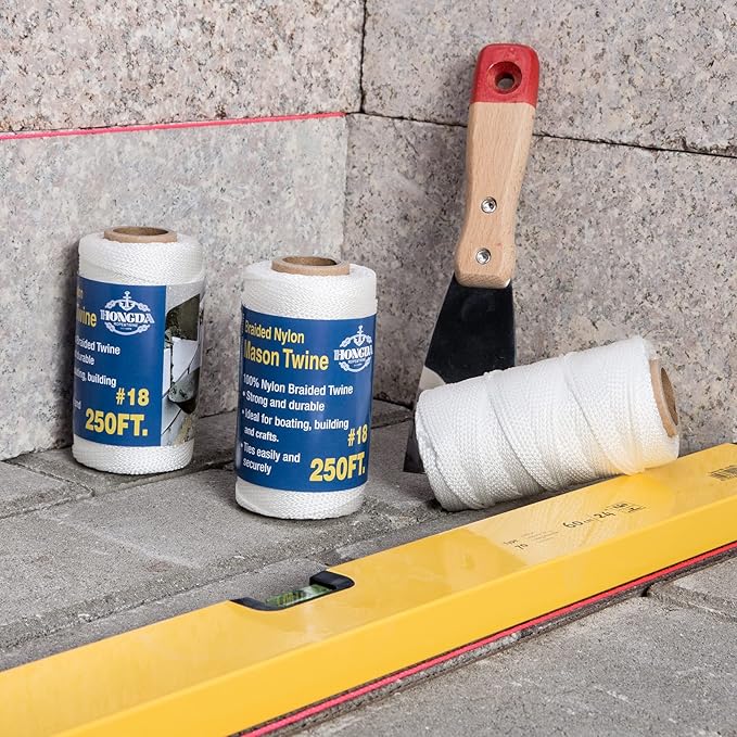 HONGDA Mason Line, 250 Feet #18 Braided Nylon Mason line String Perfect for Masonry Jobs and for The Layout of General Construction, Gardening, DIY Project, White