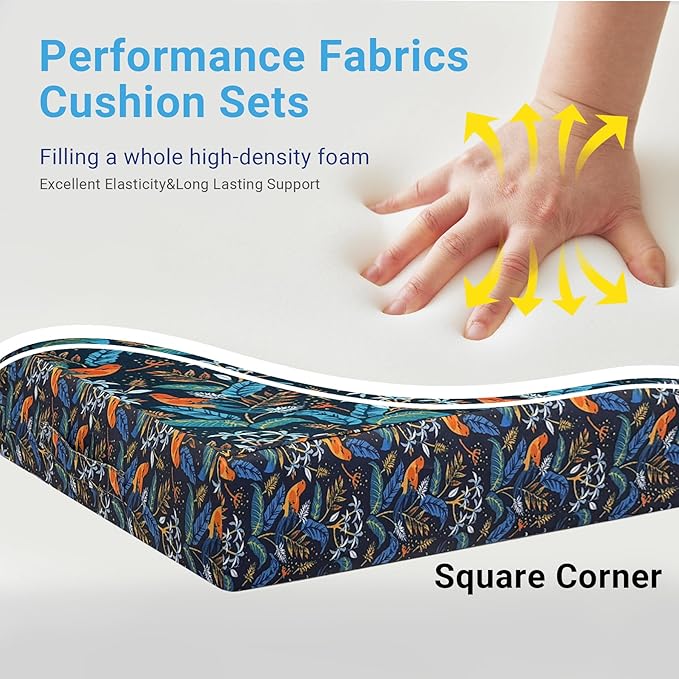 Outdoor Cushions for Patio Furniture,Outdoor Seat Cushion Set 24 x 24 x 4 Inch,Waterproof & Fade Resistant Outdoor Chair Cushions,Deep Patio Chair Cushion with Removable Cover,Nightingale