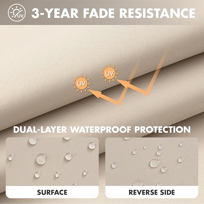 MIULEE Beige Outdoor Seat Cushion 22x22 Inch Waterproof & 3 Year Fade Resistant Deep Seat and Back Cushion for Patio Furniture Chair Sofa Couch with Handle and Adjustable Straps