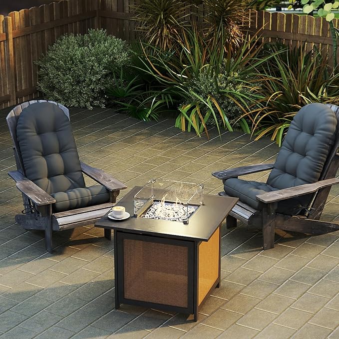 Outdoor Adirondack Chair Cushions Set of 2, 50x21x4 Inch Rocking Chair Cushion, High Back Patio Soft Seat Pad with Ties, Indoor Outside Use, Fade-Resistant & Waterproof, Dark Gray