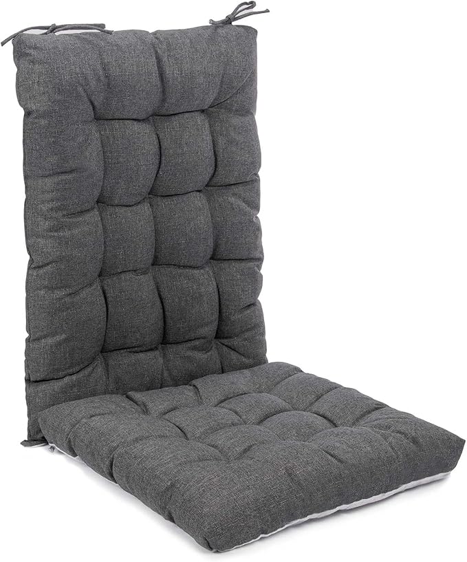 Rocking Chair Cushions Comfortable Tufted Seat Cushion Pads Non-Skid Backed Set of Backrest Cushion and Seat Bottom for Porch Rocker Adirondack Chair (Darkgrey, Backrest-24X17,Bottom-17x17)