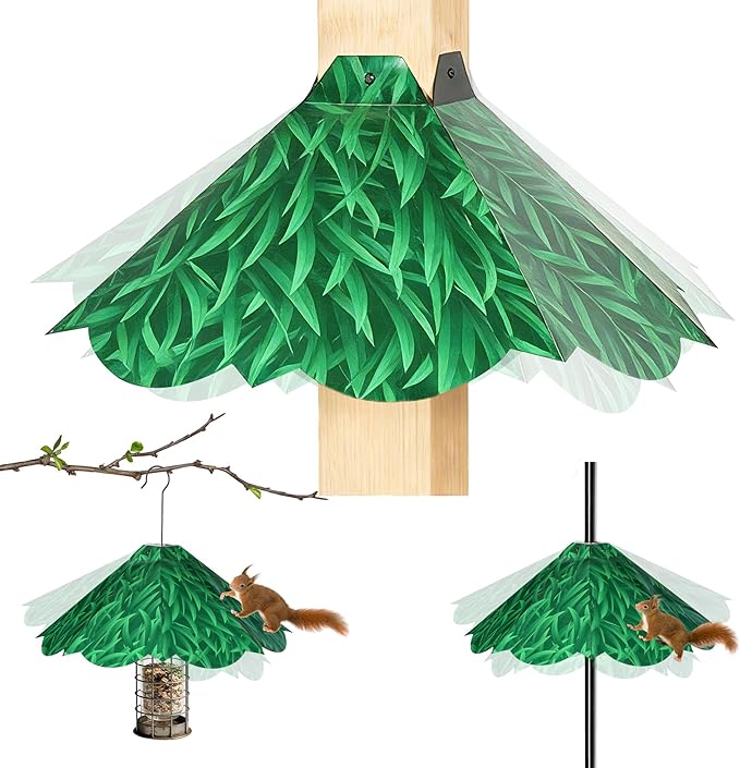 Oversized 21 Inch Metal Squirrel Baffle, Chew-Proof Weatherproof Squirrel Guard for Bird Feeder Pole and 4x4 Post, Outdoor Hanging Squirrel Proof Baffle, Green