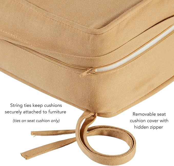 Greendale Home Fashions Outdoor 2-Piece Sunbrella Premium Deep Seat Cushion Set, Canvas Wheat