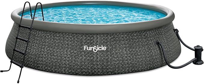 Funsicle Quickset 18ft x 48in Round Inflatable Above Ground Swimming Pool with Filter Pump – Easy Setup with Top Ring Design