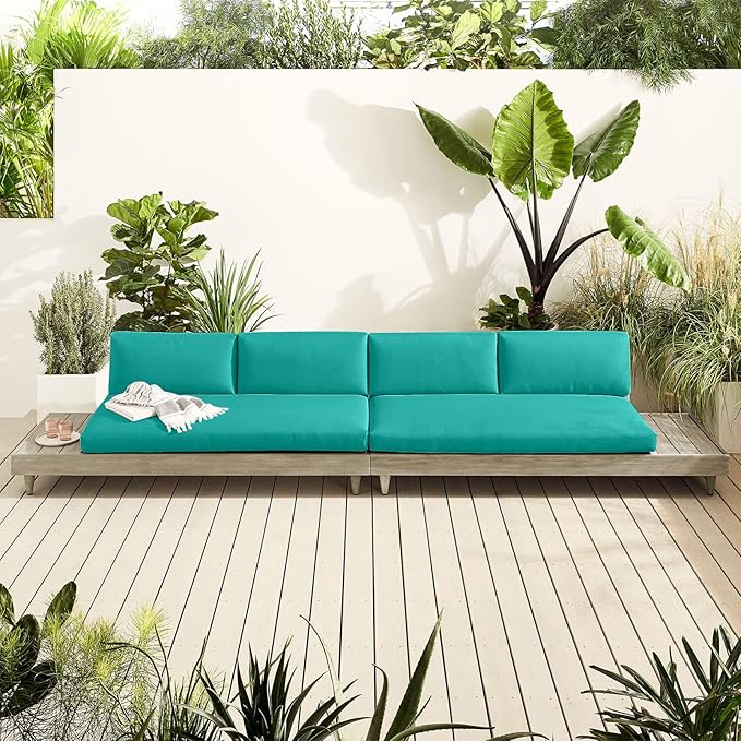 idee-home Outdoor Bench Cushion Waterproof, Bench Cushions for Outdoor Furniture, Patio Porch Swing Replacement Seat Pad with Ties for Garden Backyard, 54 x 18 Inch