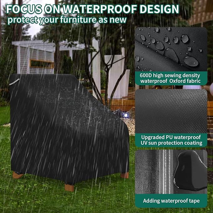 AKEfit Patio Adirondack Chair Covers 2 Pack for Outdoor Waterproof Chairs Size Up to 29Wx30Dx36H inch ,Heavy Duty Outdoor Chair Covers Waterproof for Outdoor Lawn Patio Furniture,Black