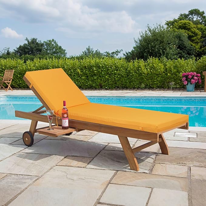 Only choice Outdoor Chaise Lounge Cushion Set of 2, 75" x 24" Lounge Chair Cushion Water-Resistant & Fade-Resistant for Lawn, Pool, Replacement Seat Cushion for Patio (Yellow)