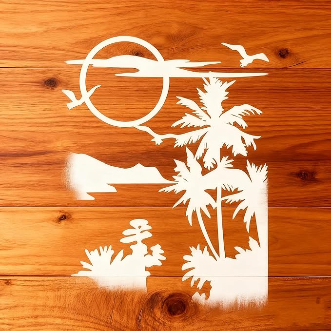 TIAMECH A4 Reusable Moon Tree Stencil for Painting - Night Scene Birds Layering Template, DIY Wall Art, Wood Furniture, Scrapbook & Crafts (8.3x11.7inch)