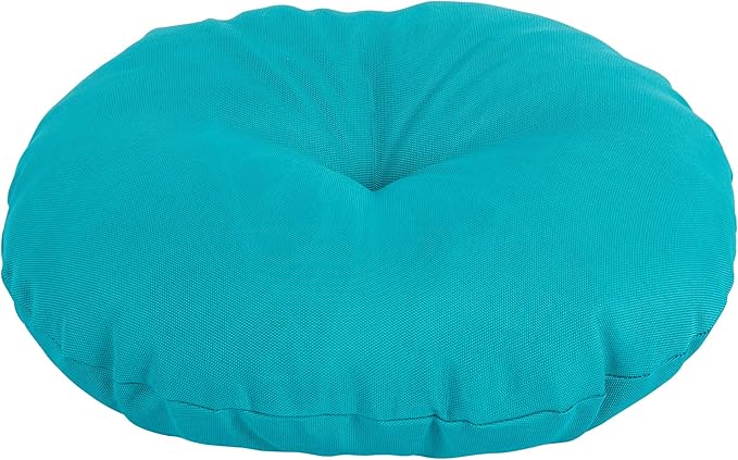 Magpie Fabrics Outdoor 15"x15"x4" Round Bistro Seat Cushions with Ties Set of 2, Tufted Waterproof Patio Floor Chair Pads for Home Garden Balcony Kitchen Office Porch, Teal
