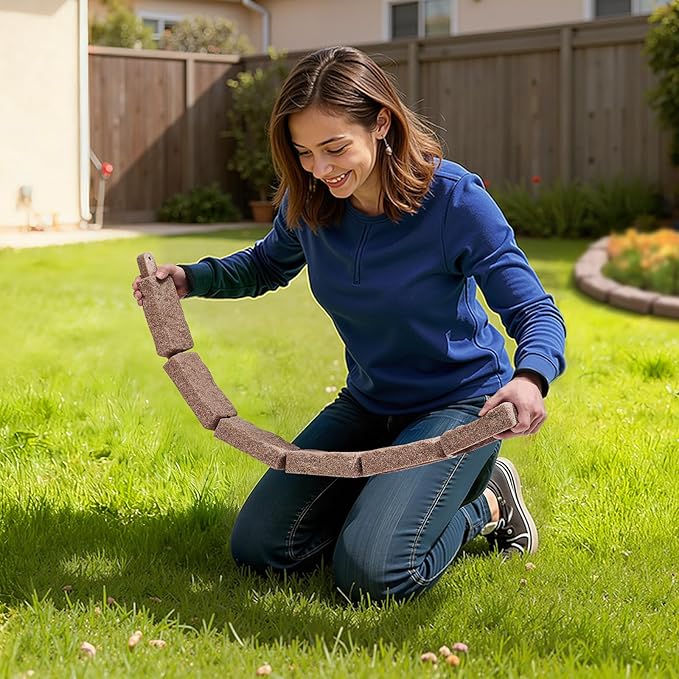 VEVOR Faux Stone Landscape Edging, No Dig Garden Edging Border, Flexible Blocks for Lawn Edging, Flower Beds, Driveway, Yards with 12 Spikes, 4 Pack 24 Bricks 16FT Kit, 46.5" Lx 3.7" W x 2.2" H, Brown