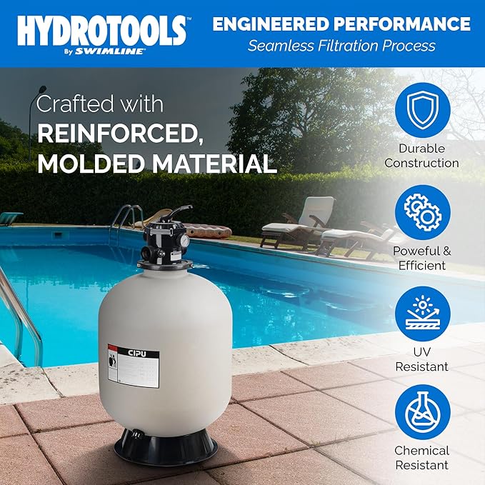 SWIMLINE HYDROTOOLS Sand Filter Combo Set, 31" Tank Only - for Inground Pools Up to 47,000 Gallons, 7-Way Multi-Port Valve, Base Stand, 2" Fittings, 500 lb Capacity