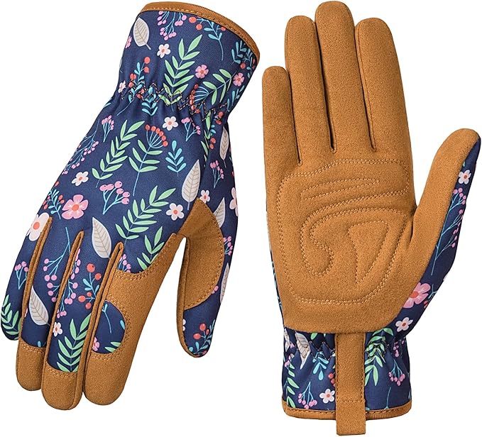 Pleneal Gardening Gloves for Women - Leather Garden Gloves Thorn Proof, Outdoor Protective Working Gloves