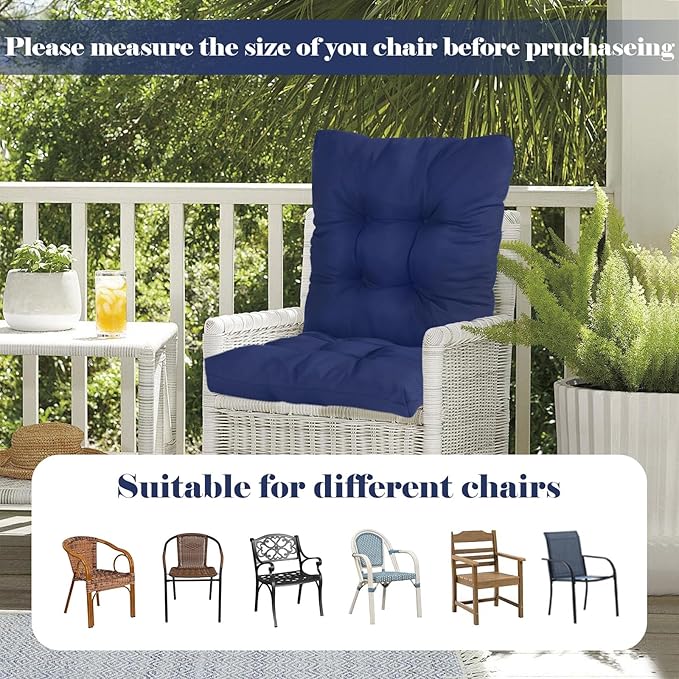 High Back Outdoor Chair Cushions Waterproof Outdoor Patio Chair Seat Pad and Back Floral Rocking Chair Cushion Thicken Chair Pads with Back and Ties,Non-Slip,Flower 41.7"*20.8"