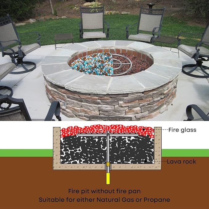 Stanbroil 30 Inch Round Fire Pit Burner Ring for Natural Gas & Propane Fire Pit Fireplace - 304 Stainless Steel Fire Pit Burner for Indoor & Outdoor, BTU 435,000 Max