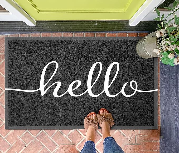 KILOCOCO Hello Doormat Welcome Mats Front Door Mat Outdoor Mat Low Pile Entrance Non-Slip Outdoor Doormats High Traffic Area Rubber Backed Entry Mats for Kitchen Indoor,31"x47"