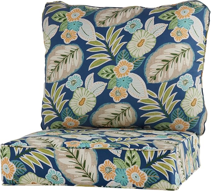 Greendale Home Fashions Outdoor Reversible 2-Piece Deep Seat Cushion Set, Magnolia Floral