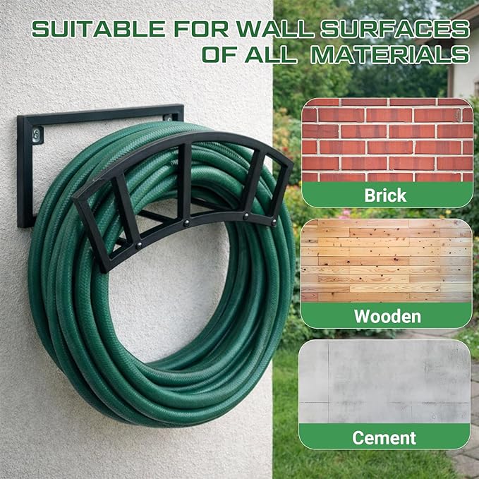 2 Pcs Garden Hose Holder Wall Mount Heavy Duty Metal Garden Hose Hanger for Outside Extension Cords Yard Lawn Yard Farm