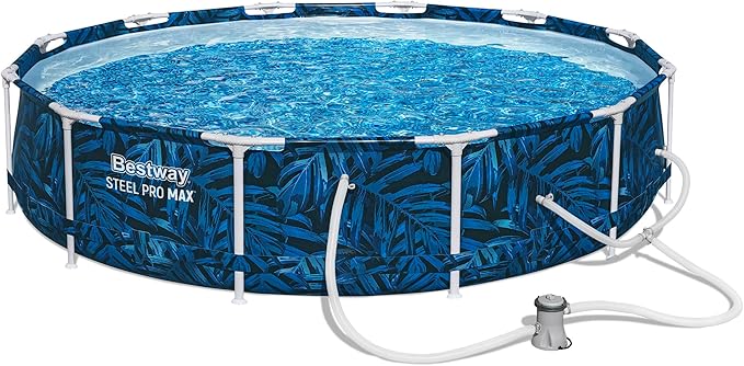Bestway: Steel Pro MAX - Round Swimming Pool Set - 12' x 30" Tropical - Above Ground, Tritech Construction, Filter Pump, Steel Frame, Click-Assembly