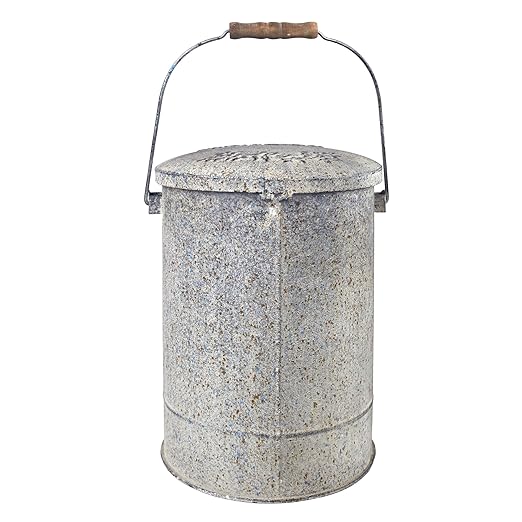 Z&Z ornamentorum Outdoor Small Trash Can with Lid Dog Poop Trash Can Outside for Kitchen Park Garden and Pedal Round Touchless Garbage with Flower and Bird Patterns
