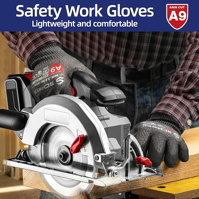 Schwer ANSI A9 Highest Level Cut Resistant Gloves,12 Pairs, Black (S)