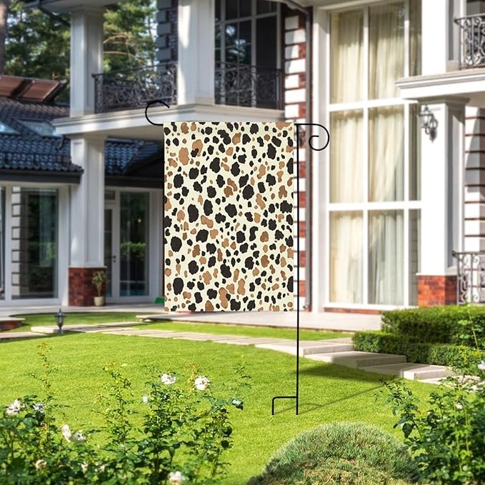 Cow Print Welcome Garden Flag 12x18 Double Sided Cow Print Farmhouse Rustic Outdoor House Flags Yard Flag Seasonal Yard Decoration