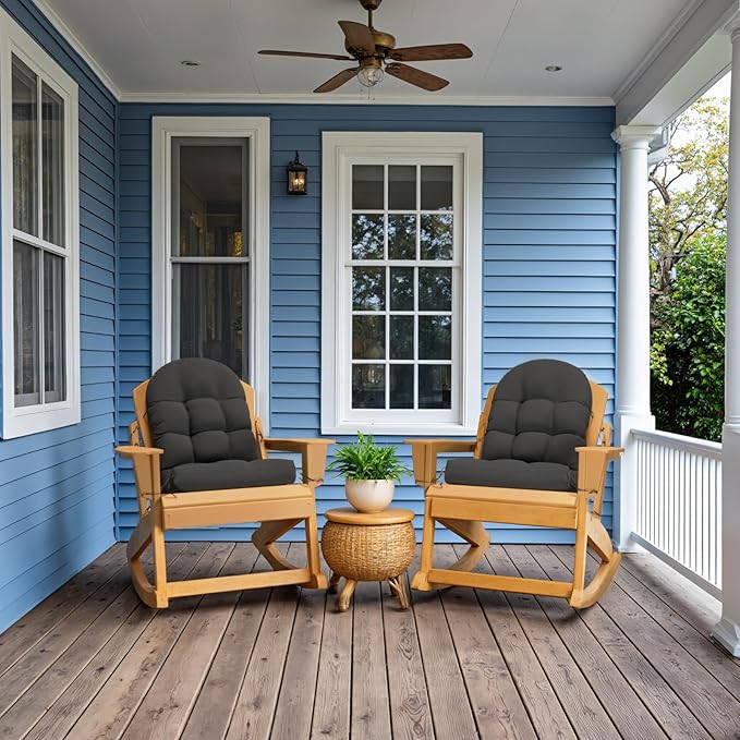 Adirondack Chair Cushion, Rocking Chair Cushions, High Back Patio Cushions, Thickened Weather Resistant Patio Cushion with 6 Ties, Non Slip Fade & Waterproof