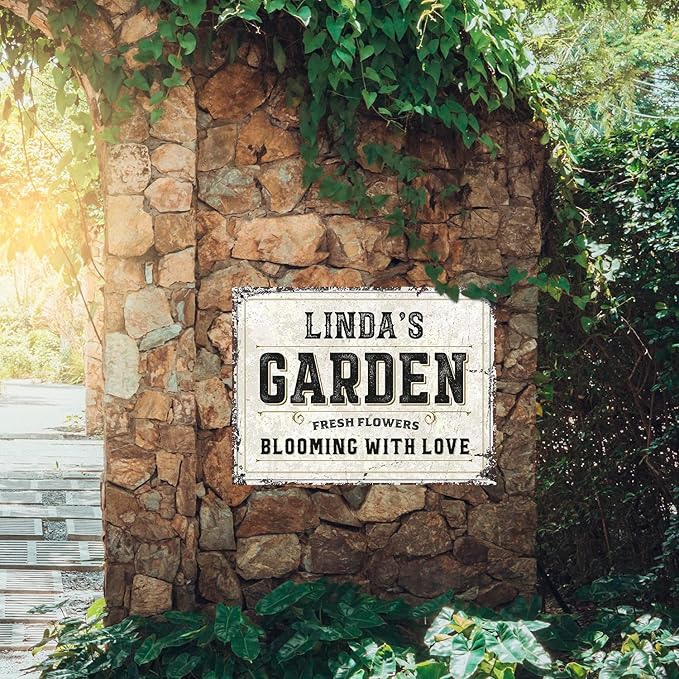 Custom Garden Sign, Personalized Rustic Name for Backyard Décor Sign, 18x24 Inches, Rust Free .063 Aluminum, Fade Resistant, Made in USA by Sigo Signs