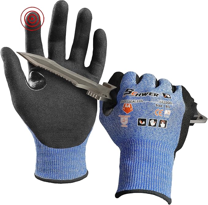 Schwer A4 AIR-SKIN Cut Resistant Work Gloves with Extreme Lightweight & Thin, Grip Gloves for Fishing, Refined Work, Mechanic, Gardening Gifts, Touch-Screen, 3D-Comfort Fit, 1 Pair, XL, AR3900