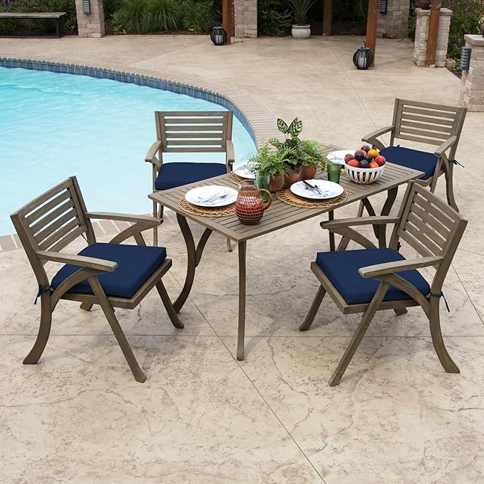 Arden Selections Rocking Chair Cushion, 19 x 18, Rain-Proof, Fade Resistant, Cushions for Rocking and Outdoor Chairs 18 x 19, Sapphire Blue Leala (Pack of 4)