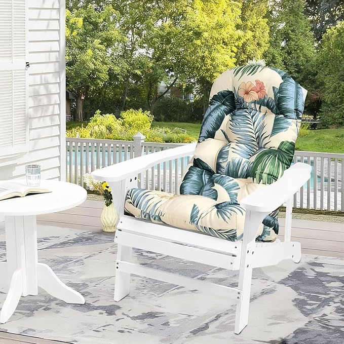 Outdoor Adirondack Chair Cushions Waterproof Printing Tufted Lawn Chair Cushion for Patio Furniture Tufted Indoor Rocking Chair Pad with Elastic Band 43"*20"*3.9" Hawaii