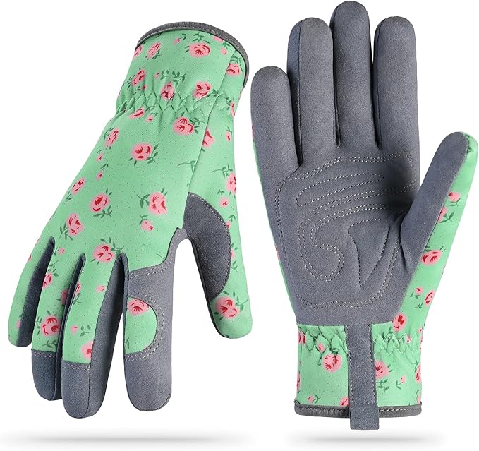 Baidast Garden Gloves, Breathable Leather Gardening Gloves Thorn Proof for Digging, Planting, Pruning