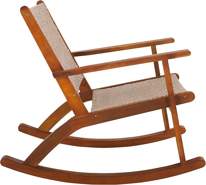 SAFAVIEH Outdoor Collection Daniel Natural Solid Wood Rocking Chair