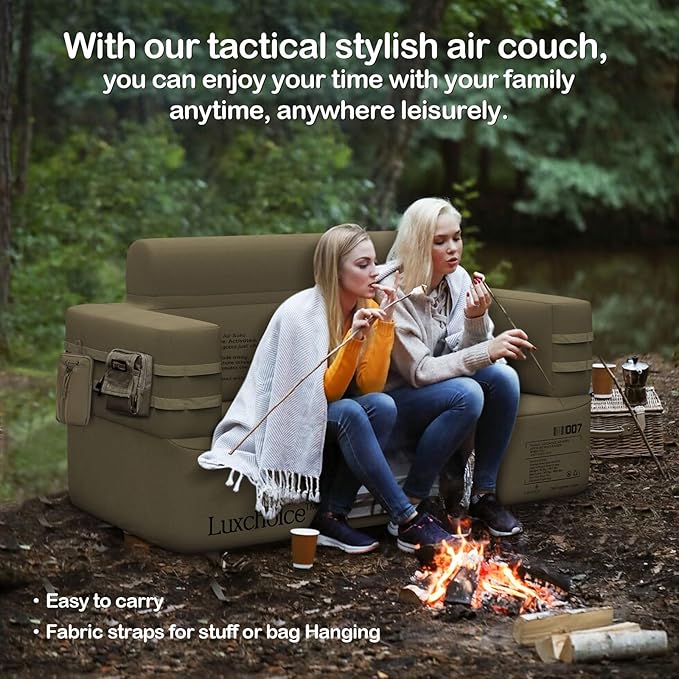 Inflatable Couch Multifunctional Durable Inflatable Sofa with Built in Pump Inflatable Furniture Portable Blow Up Couch for Camping Backyard Outdoor Glamping Inflatable Chair Movie Loveseat | Easy Inflation, Waterproof, Puncture Resistant, Heavy Duty, ...