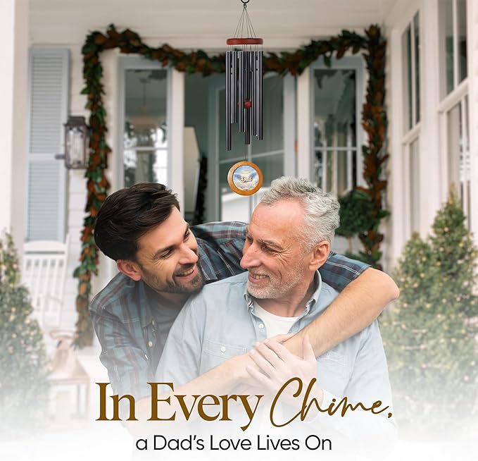 Memorial Wind Chimes for Outside, Personalized Sympathy Gift for Loss of Loved One, 32 Inch Memorial Wind Chimes for Father