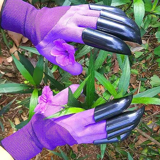 2 Pairs Garden Gloves,Gardening Work Gloves with Sturdy Claws Quick & Easy
