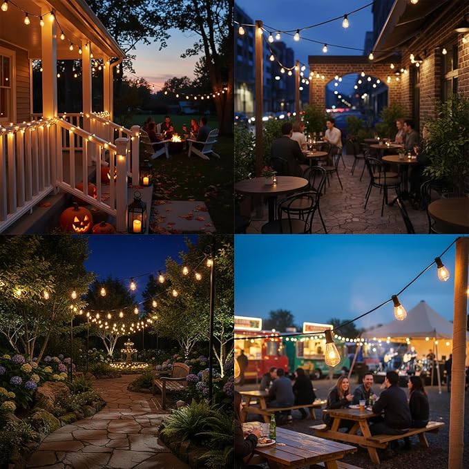 20Ft Outdoor String Lights,Edison Bulb String Lights with 22 Clear Edison Bulbs (2 Spare) UL Listed,Outdoor Patio Lights Waterproof for Outside Patio Backyard Party Deck Yard