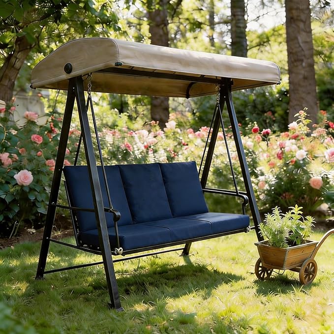 COZYVIDA Outdoor Dining Chair Cushion, Set of 1, 20" x 42",Water-Proof, UV-Resistant 1000+ Hrs, 30D Foam with Recycled Fiber Fill, YKK Zippers, Navy Blue-TPU