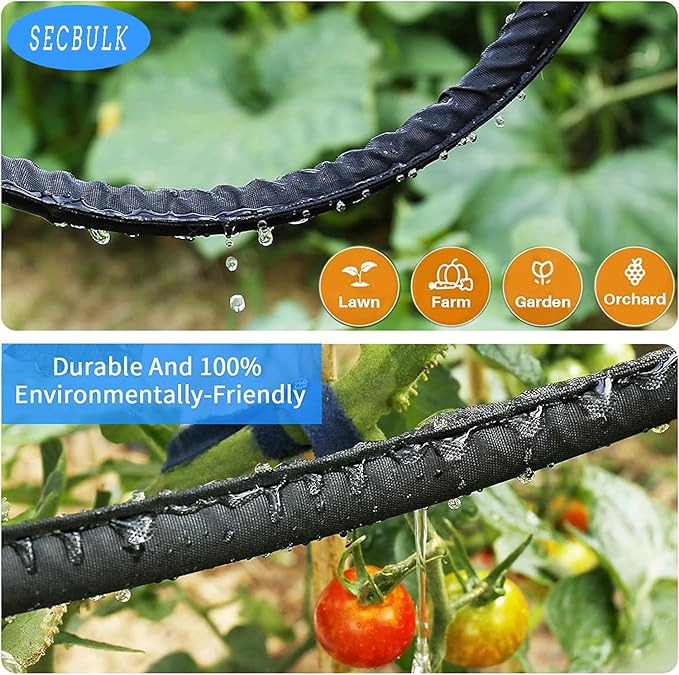 2025 Flat Soaker Hose 150 ft for Garden, 150' (75ft x 2) Linkable Drip Hose Diy Garden Irrigation System Saving 80% Water, Dual-layer Leak-free Design Water Hose with Holes