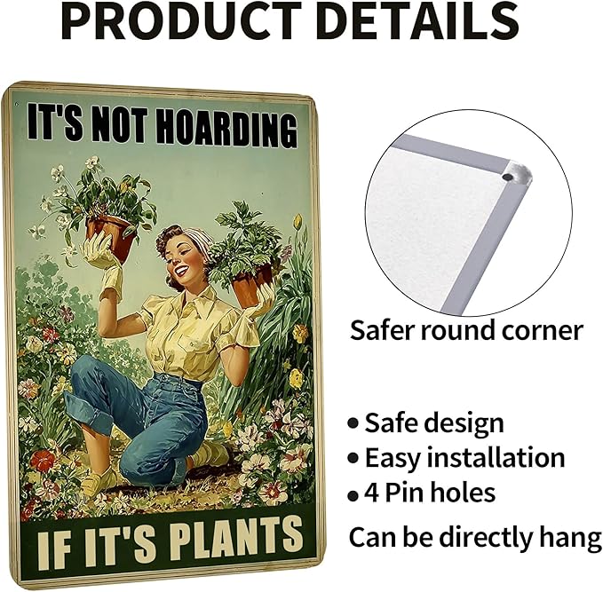 Plant Lovers Gifts Home Garden Decor Cool Gardening Accessories For Women Indoor Outdoor Metal Signs 8x12 Inch