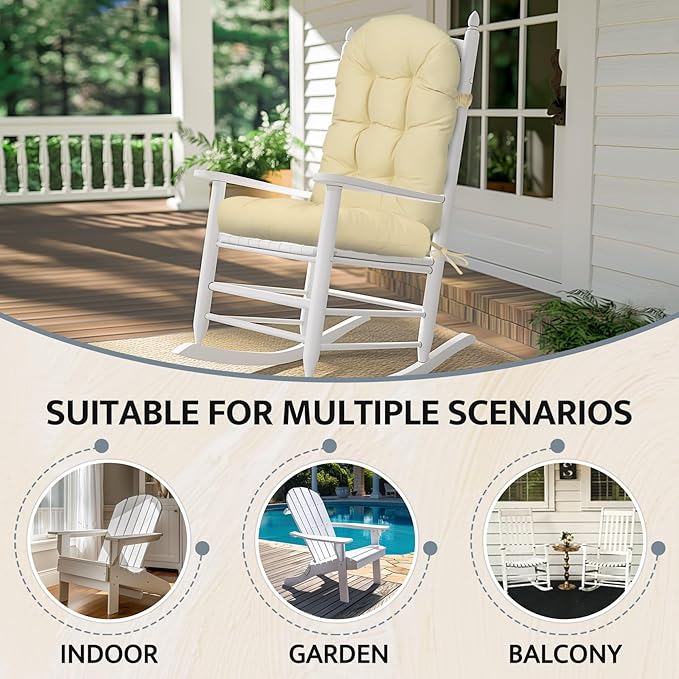 mudilun Adirondack Chair Cushion with Tie Outdoor Adirondack Chair Cushions Thick Tufted High Back Rocking Chair Cushions for Indoor Patio Furniture Chair Pads