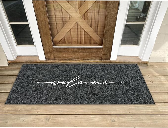 AAZZKANG Welcome Mat Outdoor Large 18"x48" with Non Slip Rubber Backing Easy to Clean Entry Mats for Outside Inside High Traffic Areas Front Door Entrance Doormat