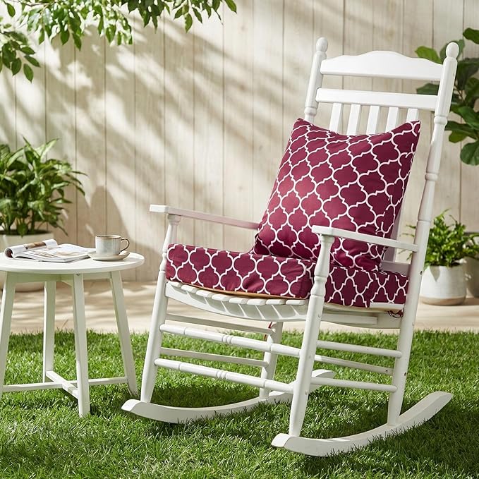Hoteam 4 Set Outdoor Chair Patio Cushions Deep Seat Waterproof Chair Cushions 20 x 20 Inch for Patio Furniture Set Replacement Removable Seat and Back(Maroon Lantern)