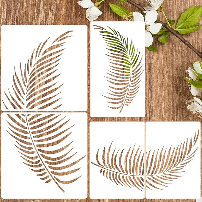 Large Leaf Stencils for Painting on Walls Palm Stencil Tropical Leaves Stencils for Crafts Furniture Wood Fabrics