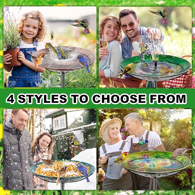 Metal Bird Bath for Outside, Vintage Freestanding Birdbaths & Birdfeeder, Bird Baths Feeder Bowl for Outdoors Garden Patio Yard Lawn Decor (Colorful Green)